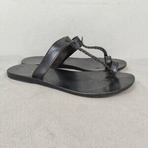 Ancient Greek Sandals Melpomeni Womens 39 9 Black Leather Braided‎ Straps Beach